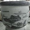 芝麻黑石材鱼缸 庭院景观雕塑植物睡莲水缸石雕花盆容器摆件