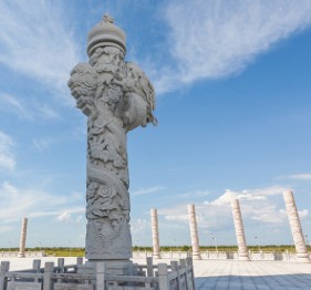 热销广场石龙柱 大理石大型二龙戏珠盘龙柱 景观文化雕塑加工定制