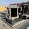 曲阳石雕墓碑中国黑刻字传统公墓纪念家族石碑654花岗岩组合定制