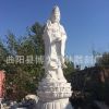 供应汉白玉石雕观音像 大型三面滴水观音菩萨寺庙佛像雕塑摆件