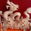 晚霞红手工石雕吐水龙珠工艺品 戏水戏珠游龙大理石客厅摆件