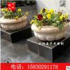 厂家销售别墅景点石雕花盆 黄锈石花钵花盆 园林小品石雕花钵结实